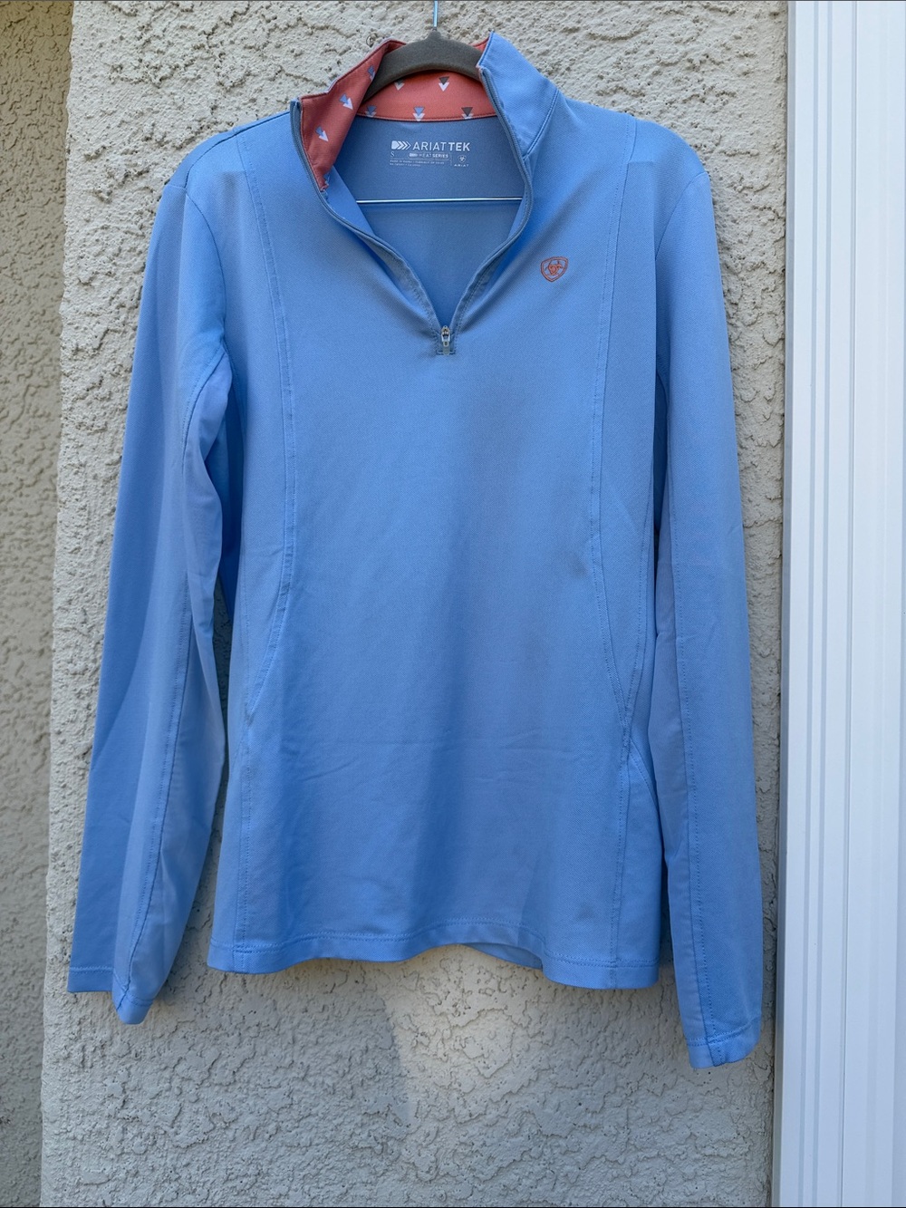 Ariat Tek Heat Series 1/4 Zip Baselayer Blue/Coral Riding Shirt Women's Size S